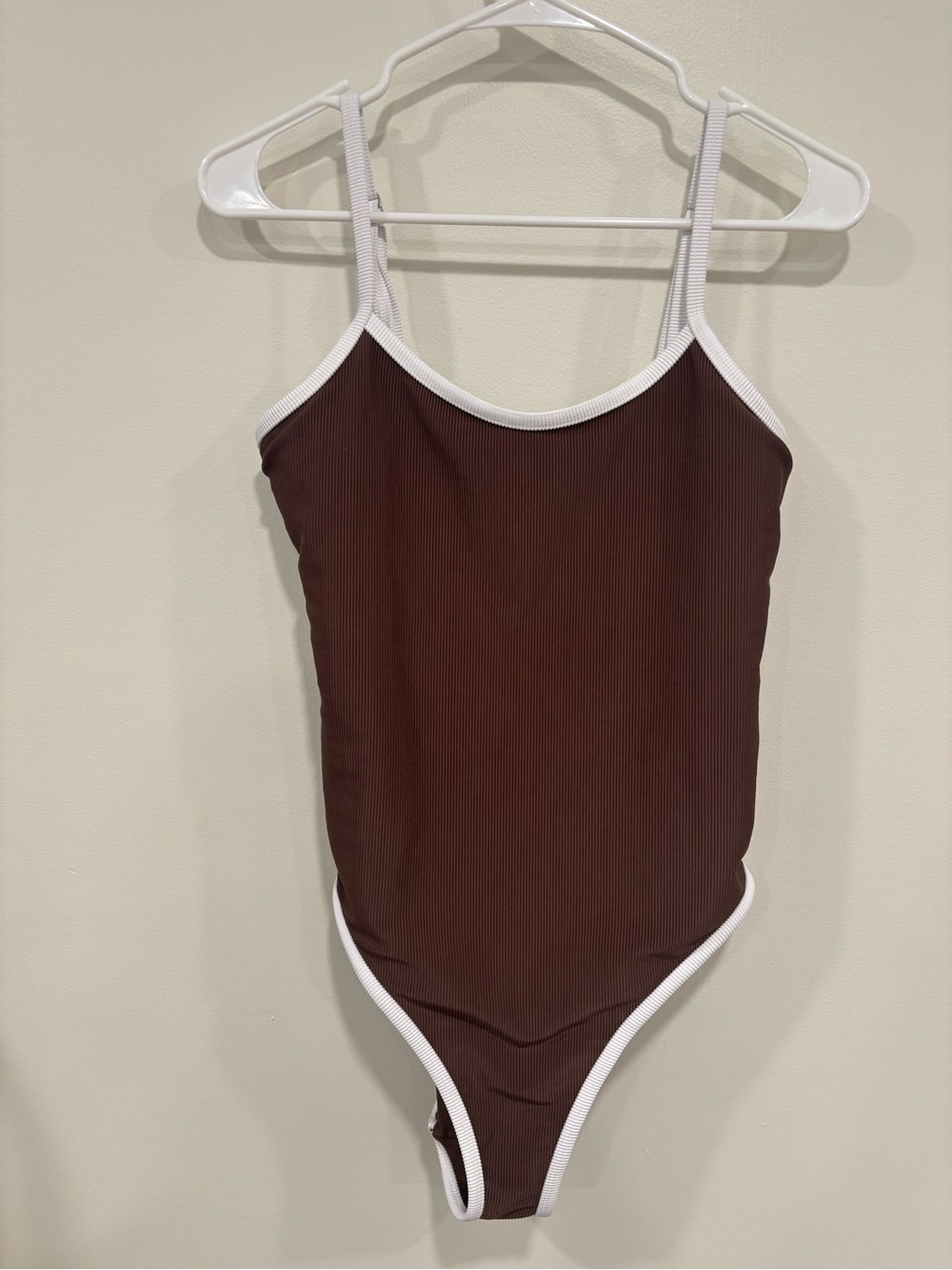 LainSnow Chocolate Brown One-Piece with White Trim